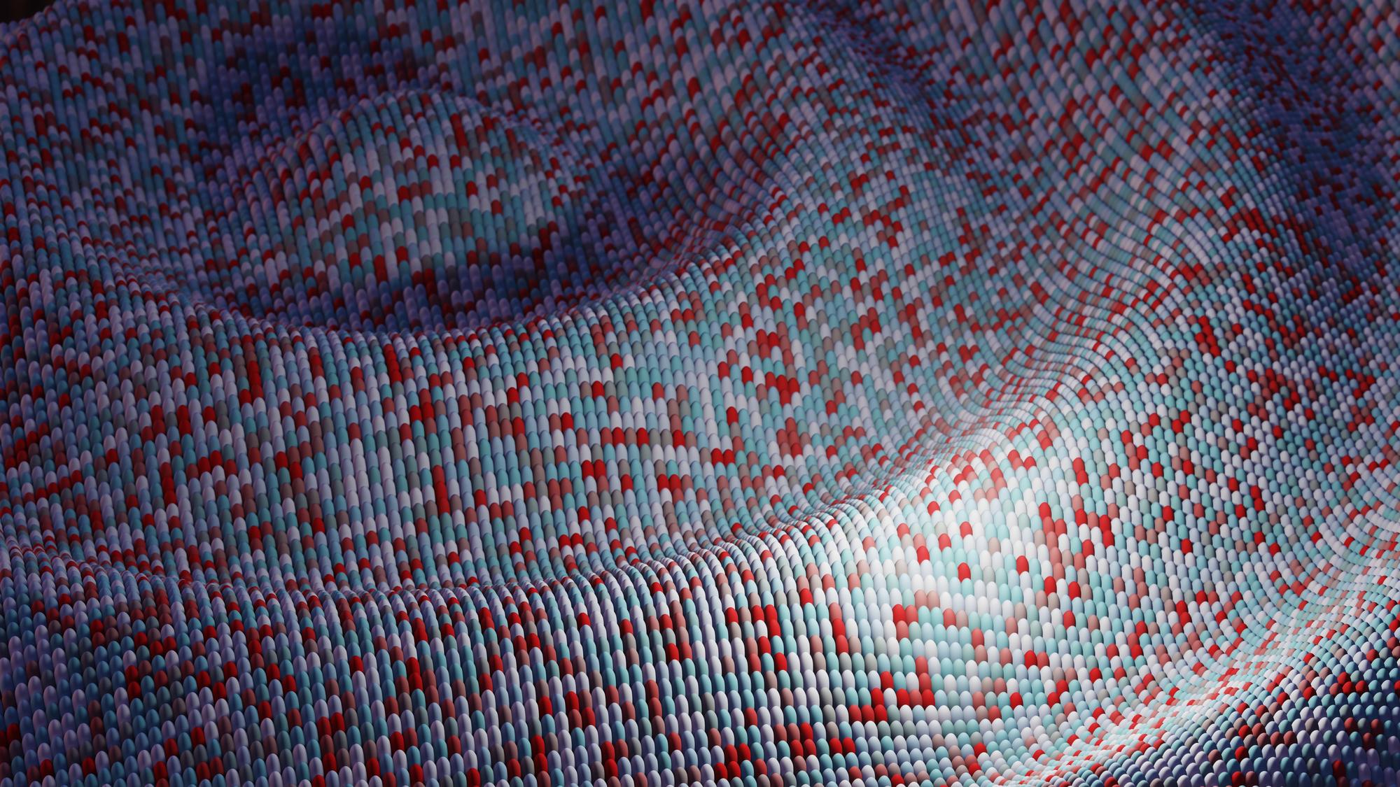 Close-up of modern embroidered circuit pattern on fabric